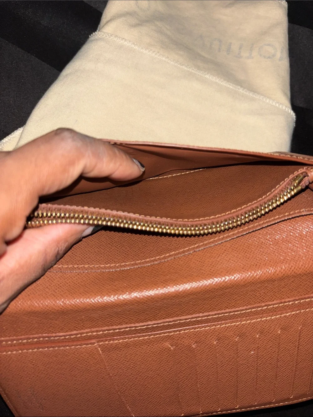 Louis Vuitton Monogram Zip Long Brazza Wallet in Dark Brown and Tan